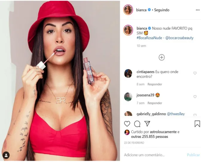 Figura 7 – Post de Divulgação dos Produtos Boca Rosa   