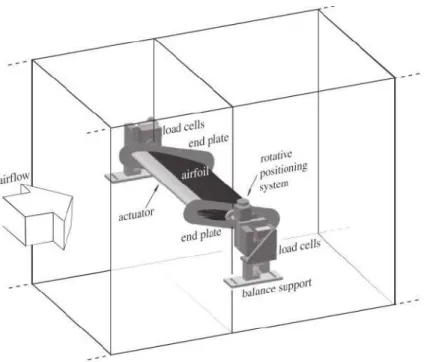 Figure 1.2: Schematic representation of the airfoil experimental set-up [2]