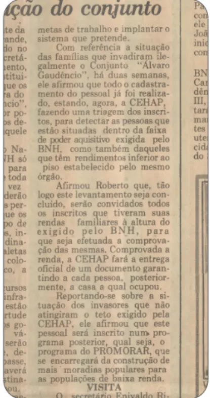 Figura 2: Trechos do jornal a União e do Jornal Correio da Paraíba registraram o fato de 1983.