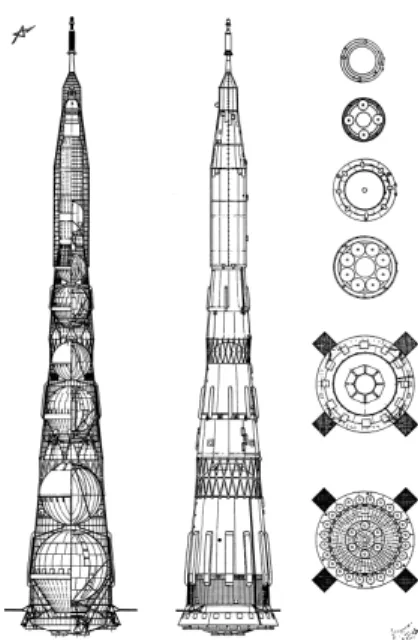 Figure 2.2: Example of spherical tanks: N1 Rocket. Reproduced from [8].