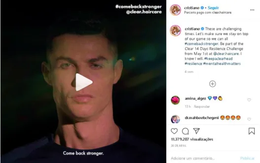 Figura 3 – Print do Post do #comebackchallenge da Clear no perfil de CR 
