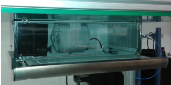 Figure 2.1: Studied range hood with transparent front wall for inside visualization.