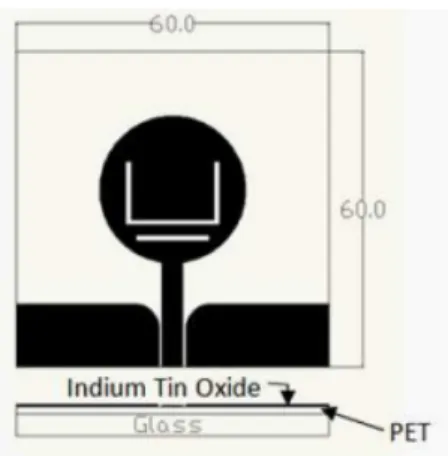 Figure 2.8: Geometry of the CPW-fed dual-band transparent antenna