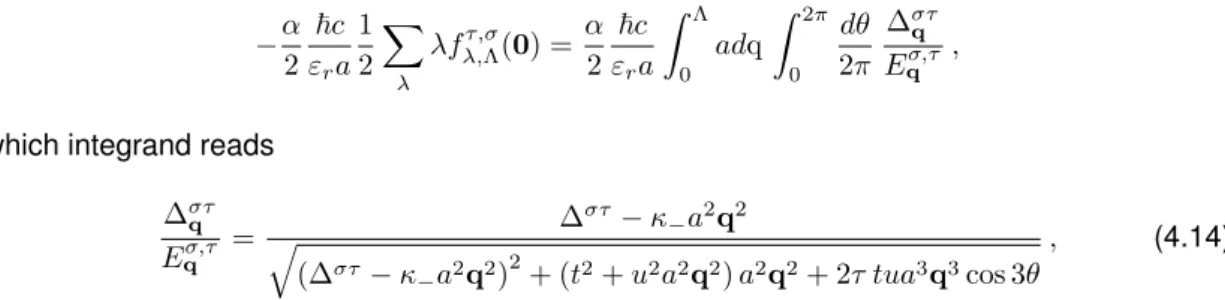 Table 4.1: Renormalization of the half-band-gaps for the spin-split valence band, for ε r = 1