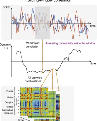 Figure 1.3: Sliding-window Pearson Correlation method to extract dFC (adapted from [2])