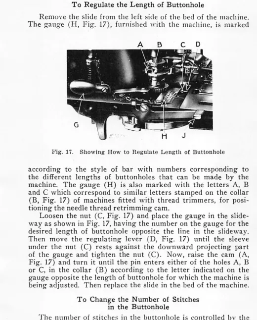 Fig. 17. Showing How to Regulate Length of Buttonhole