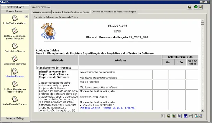 Figura 5 - Tela de Visualização do Checklist do AdaptPro. 