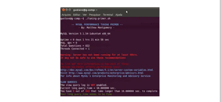 Figura 9. Tuning Primer: script para monitoração das variéveis de execução do servidor MySQL.