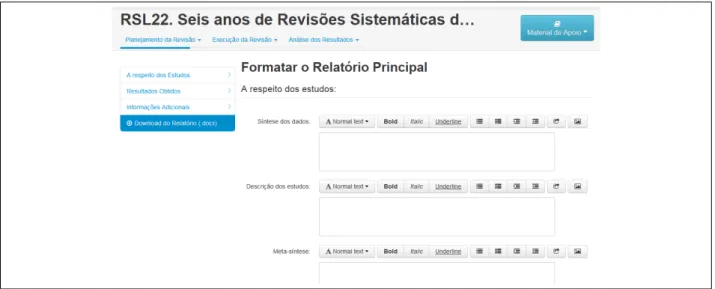 Figura 35. Formatar o Relatório Principal