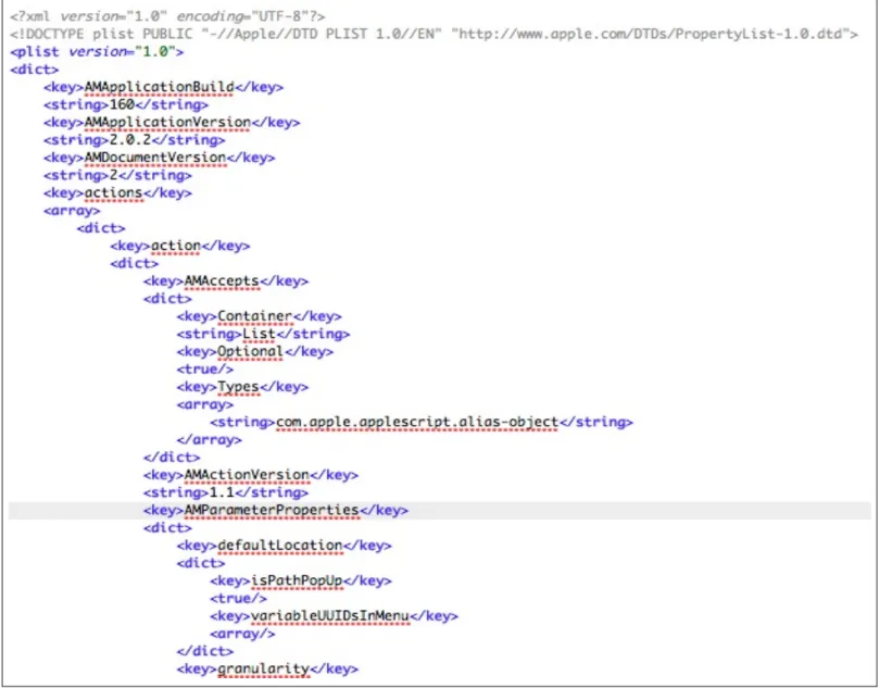 Figura 14. XML gerado pelo Automator. 