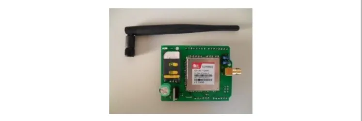 Figura 21: Foto da placa do modem e sua antena GSM/GPRS SIM900D. 