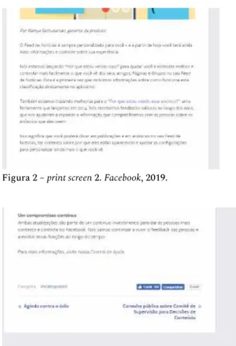 Figura 2 – print screen 2. Facebook, 2019.