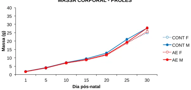 Figura 8 – Evolução da massa corporal: filhotes 