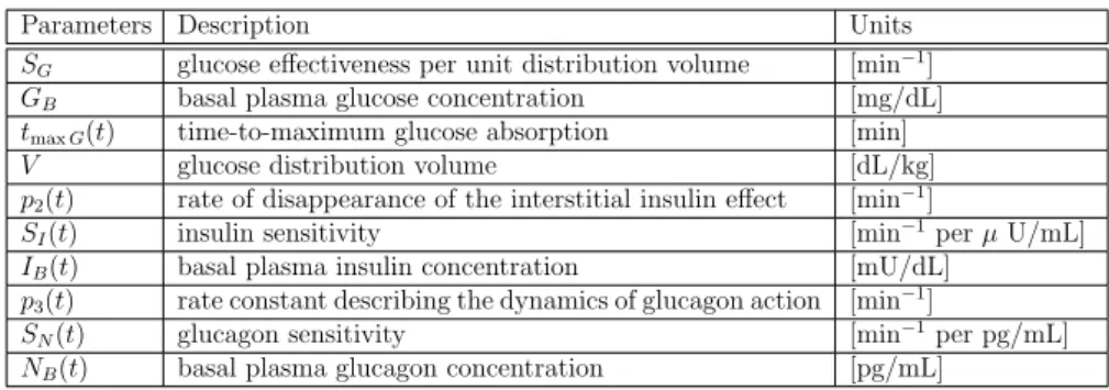 Table 1: Description of extended minimal model parameters.