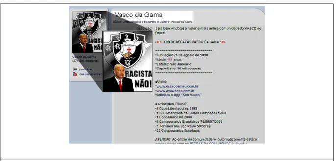 Figura 04: Imagem da Comunidade do Vasco no Orkut, em 09/12/2010