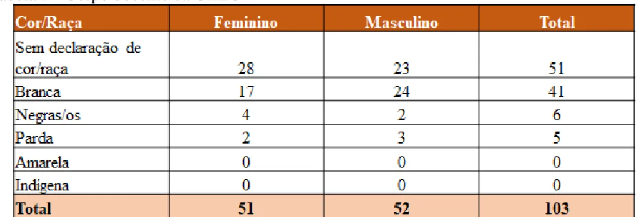 Tabela 2 - Corpo docente da UEZO 