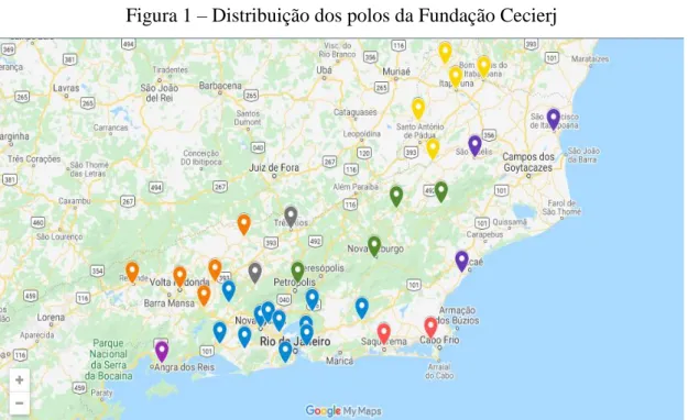 Figura 1 – Distribuição dos polos da Fundação Cecierj 