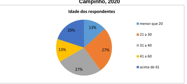 Gráfico 01 – Idade dos respondentes do questionário no Quilombo do  Campinho, 2020 