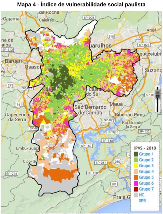 Mapa 4 - Índice de vulnerabilidade social paulista 