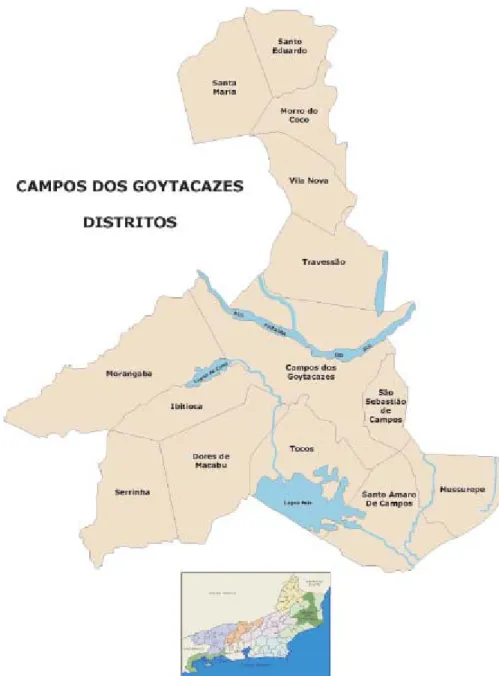 Figura 1: Mapa dos distritos de Campos dos Goytacazes 