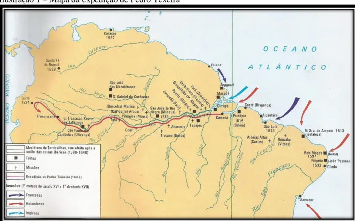 Ilustração 1 – Mapa da expedição de Pedro Texeira 
