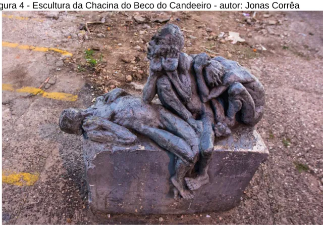 Figura 4 - Escultura da Chacina do Beco do Candeeiro - autor: Jonas Corrêa 