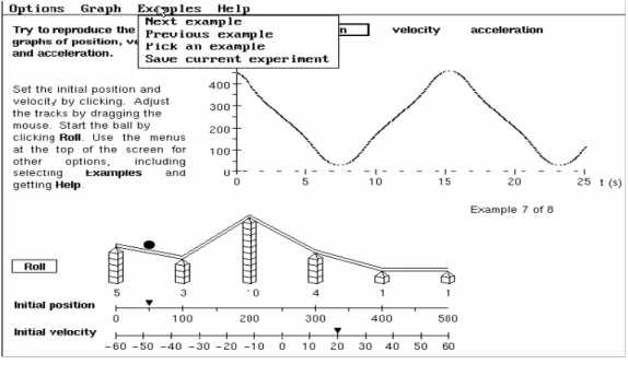 Fig.  15  e  16    Programa  Graphs  and  Tracks,  da  acção  Physics  Academic  Software,  da  Sociedade  Americana  de  Física:    a)  Da  análise  dos  gráficos  ao  estudo  do  movimento: 