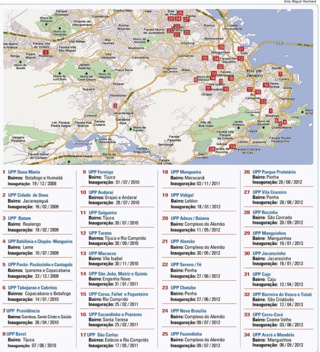 Figura 1 - Mapa das UPPs até 2013. 