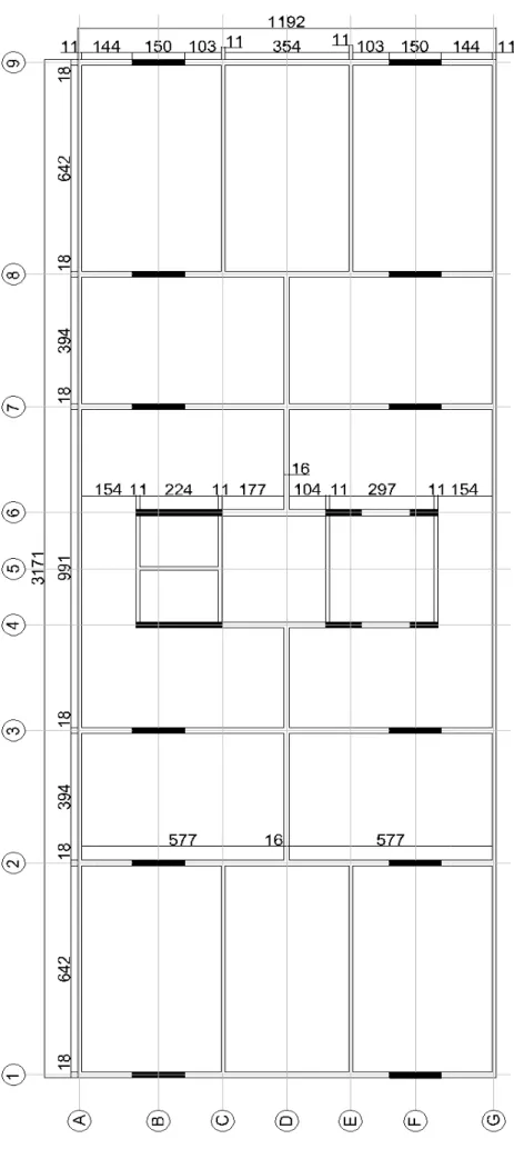 Figura 7 – Planta baixa da edificação Planta baixa da edificação – Pavimento Tipo (Dimensões em cm) (Dimensões em cm)
