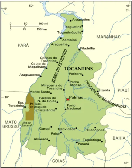Figura 1: Mapa do estado do Tocantins 