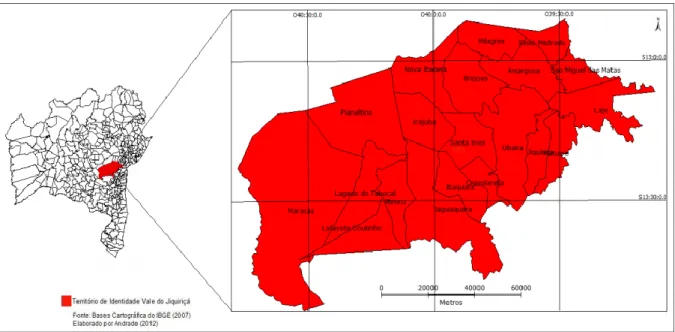 Figura 2: Mapa de Localização do Território do Vale do Jiquiriçá na Bahia 