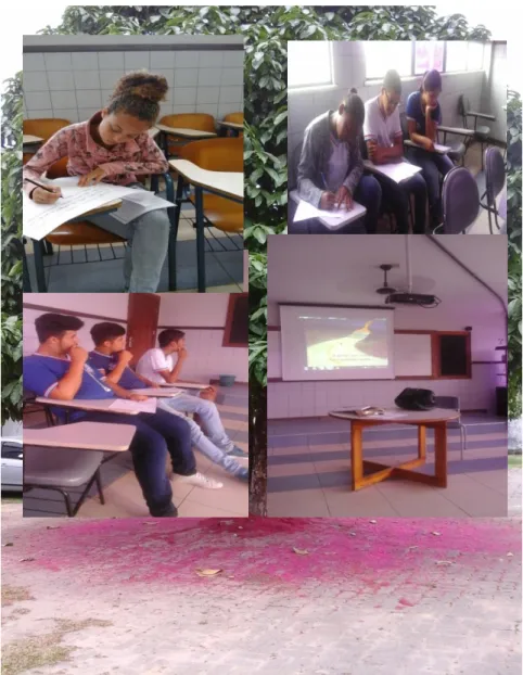 Figura 7- Composição de imagens dos estudantes participando das oficinas-dinâmicas.  