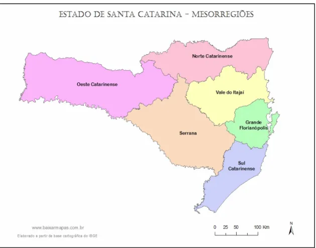 Figura  - Mapa das Mesorregiões de Santa Catarina