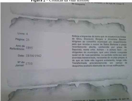Figura 2 – Crônicas da vida feirense