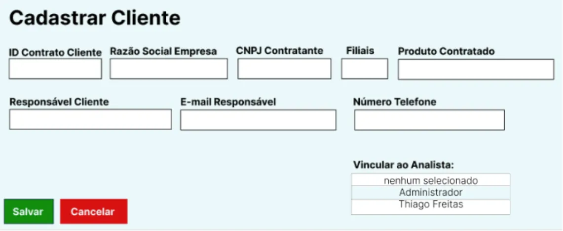 Figura 8. Prot ´ otipo Interface Cadastrar Cliente.