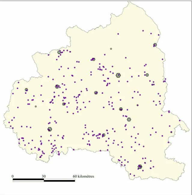 Figure 12 – Localisation des sites funéraires dans la cité des Bituriges Cubes 