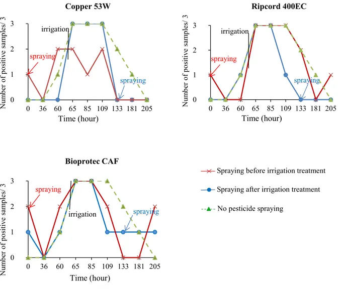 Figure 4. E. coli positive rates in each treatment according to sampling time. 