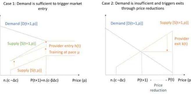 Figure 1 - Equilibrium between demand and supply in emerging and mature consulting markets