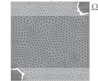 Figure 2. (left) Mesh considered for the functional representation of both the  reduced approximation functions and the finite element interpolation; (right) Domain decomposition: the green region consists in all the nodes where the  solution is approximat