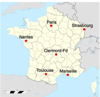 Figure 3. Studied locations in France  5.2. Results and Discussions 