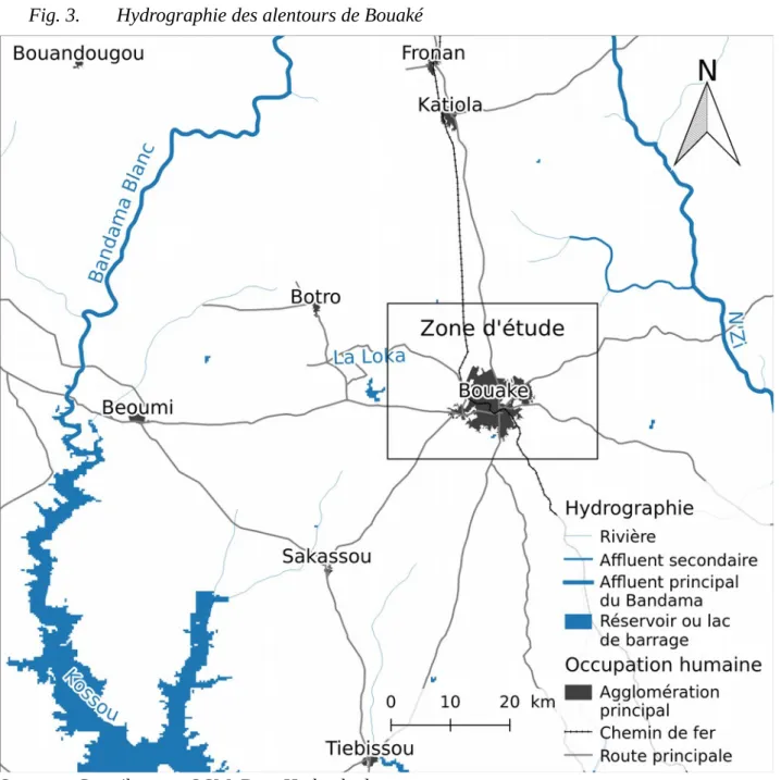 Fig. 3.  Hydrographie des alentours de Bouaké