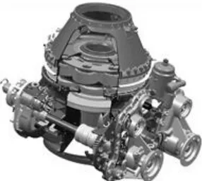 Fig.  1.  Example  Eurocopter  main  gearbox  CAD  Model.  design  parameters.  As  helicopter  subsystems  digital  models  are  managed in context thanks to a PDM, the parametric approach has  to  comply  with  the  PDM  environment,  which  offers  few