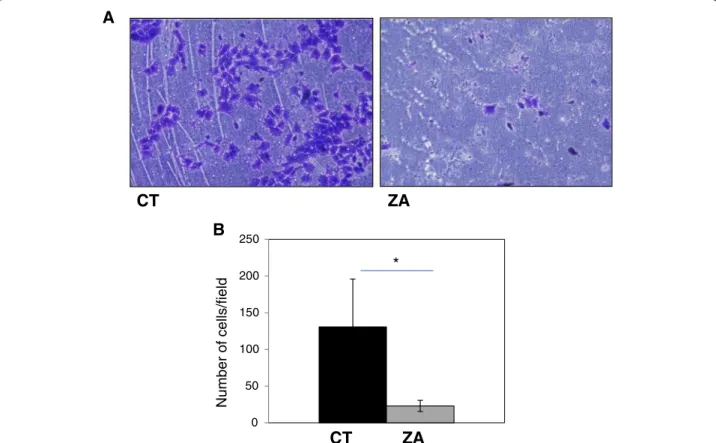 Figure 1 Effect of zoledronic acid (ZA) on Ewing ’ s sarcoma cell invasion through Matrigel
