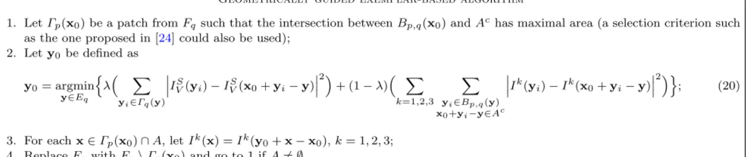 Table 4 Geometry/texture inpainting algorithm proposed in this paper.