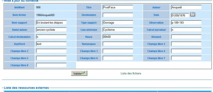 Figure 2 : Edition et modification du contexte 