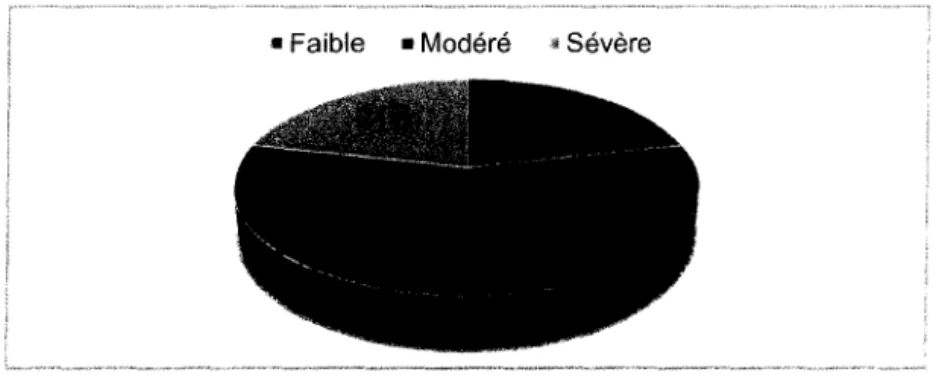 Figure 2.  Niveau de dépression des participants selon  l'Inventaire de Dépression de  Beek 
