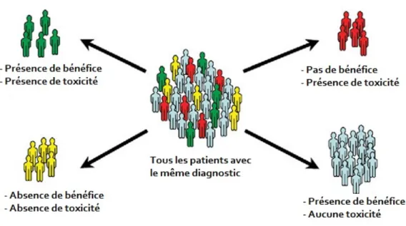 Figure  8:  Démonstration  schématique  d'une  divergence  pharmacothérapeutique  à  un  même  produit