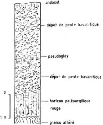 Fig. 4 : Coupe 2 - Stratigraphie des dépôts de pente quaternaires en contre-bas du site.