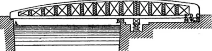 Figure 4 : extrait de la description de la manœuvre   de   décalage   du  pont   tournant de   Dieppe,   Laroche   F.,   Ports  maritimes, Encyclopédie des travaux publics, libraire polytechnique, éd