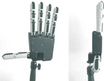 Figure 3: Front and side views of the robotic hand to be used in following studies.